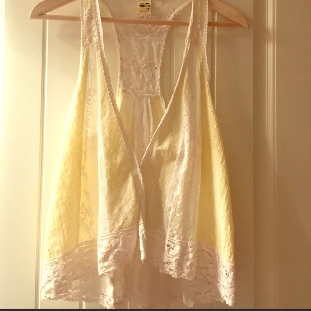Free People yellow lace vest